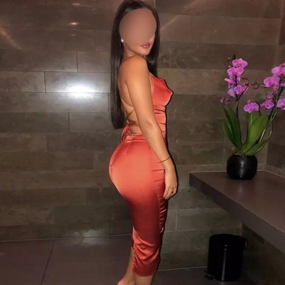 Women Neon Satin Lace Up Bodycon Dress - Picture 5 of 6